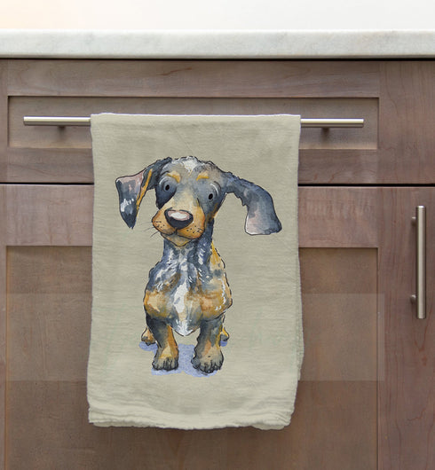 Dachshund Dapple Tea Towel